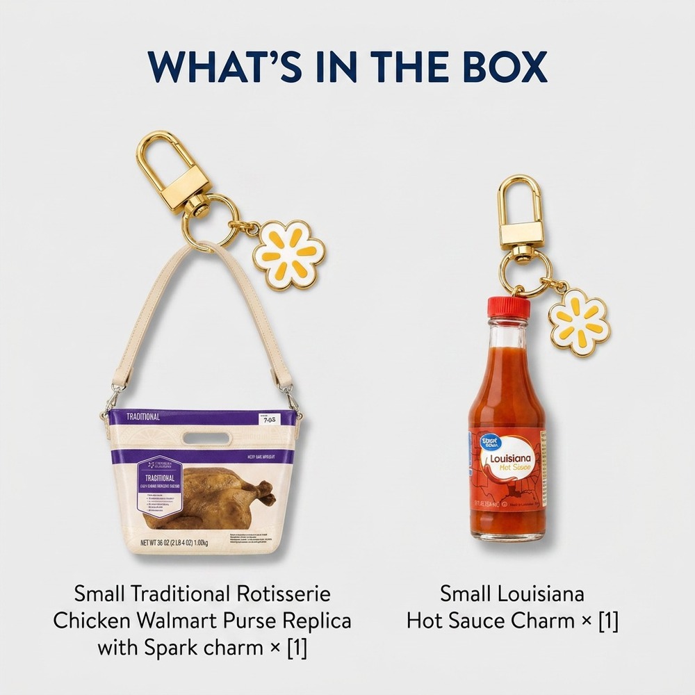 Viral Walmart Rotisserie Chicken Purse Replica Bag Louisiana Hot Sauce Charm 2pc